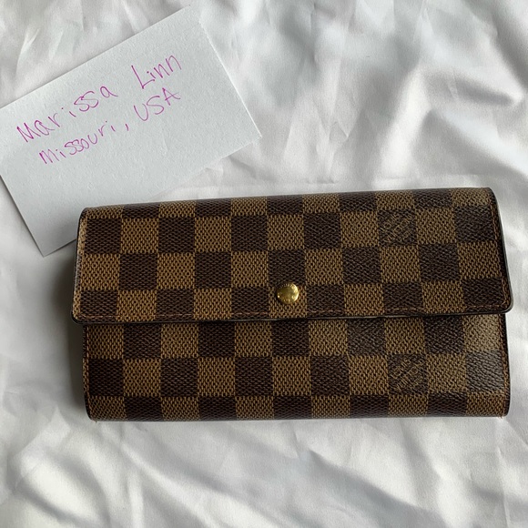 Louis Vuitton Damier Ebene Sarah Long Wallet - Picture 1 of 8